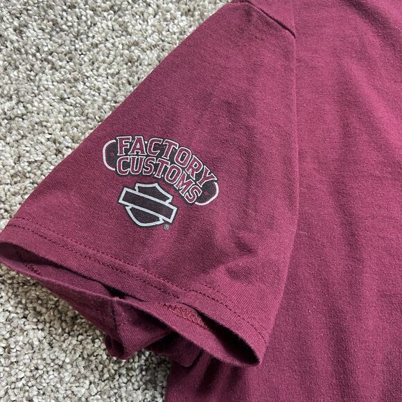 Harley Davidson T Shirt Womens Medium Maroon Denver Colorado Honoring Military - Picture 7 of 16